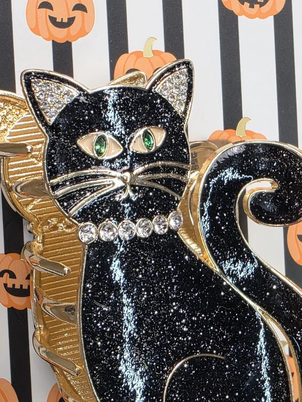 🔹️NWT Black Shimmery Rhinestone Cat Metal Claw Hair Clip